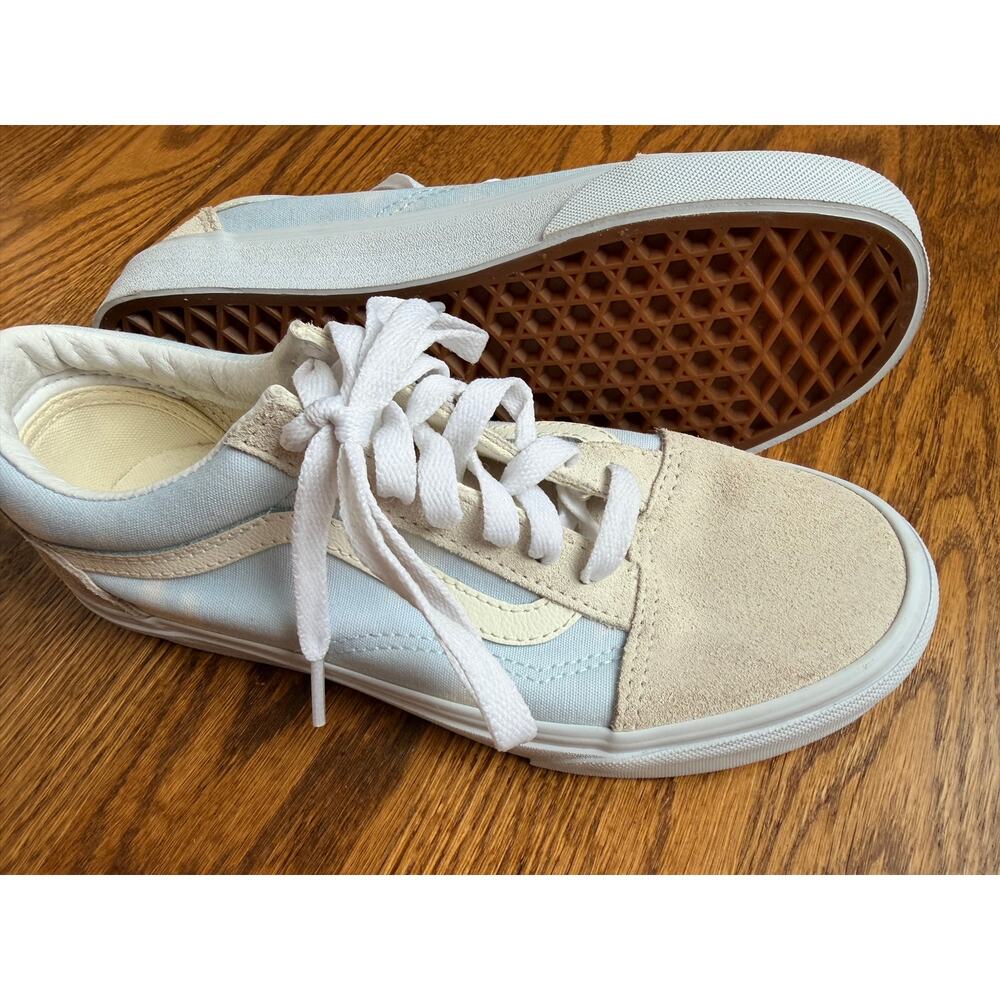 Vans Old Skool Bleach Wash True White Suede Low Top Sneakers Women’s 6.5 Men’s 5